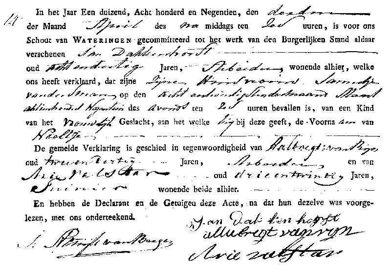 18190403 geb akte 14 Neeltje dv J Dakkenhorst - J vd Sman